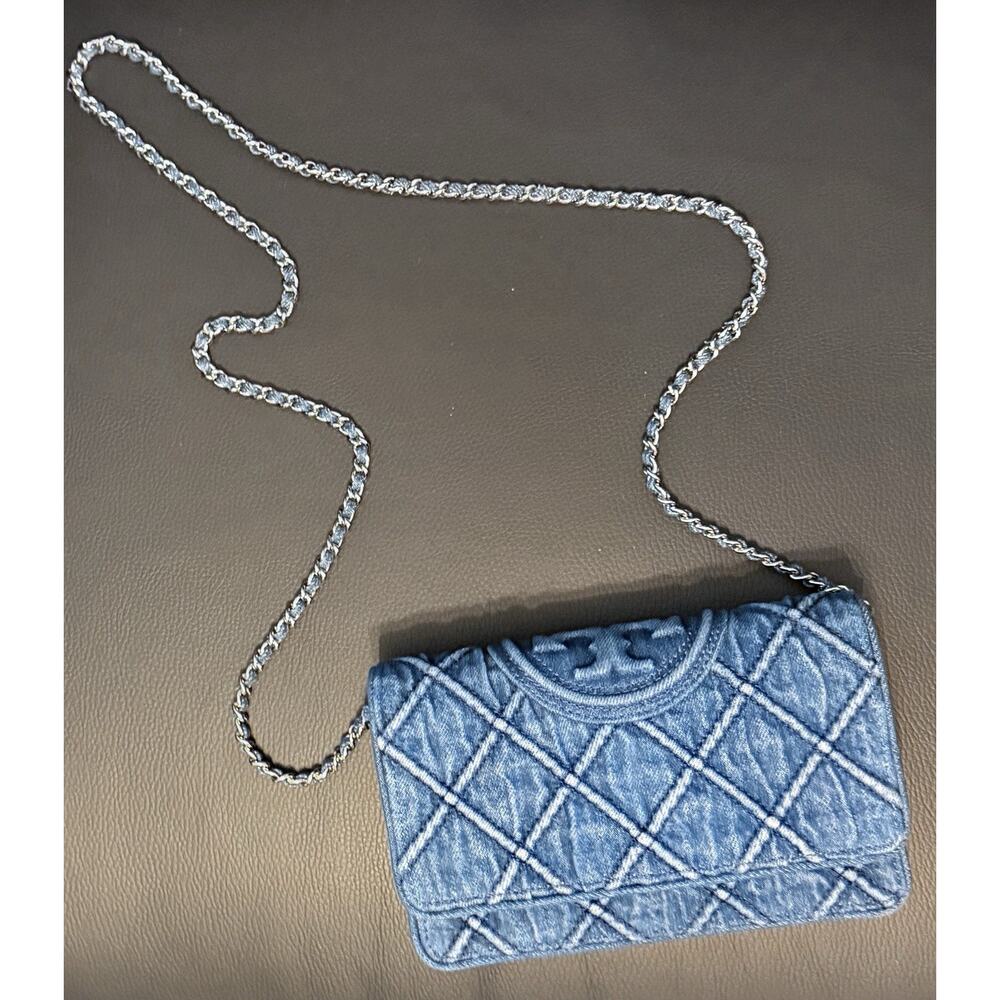 Tory Burch Fleming Denim Crossbody Bag - Picture 4 of 10